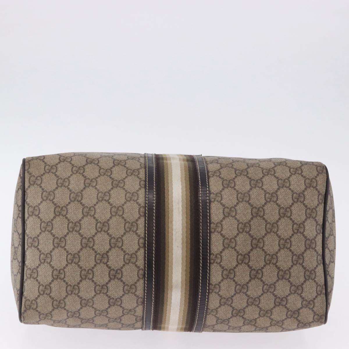 GUCCI GG Supreme Boston Bag PVC Leather Beige Gold Tone 189895 Auth 195412