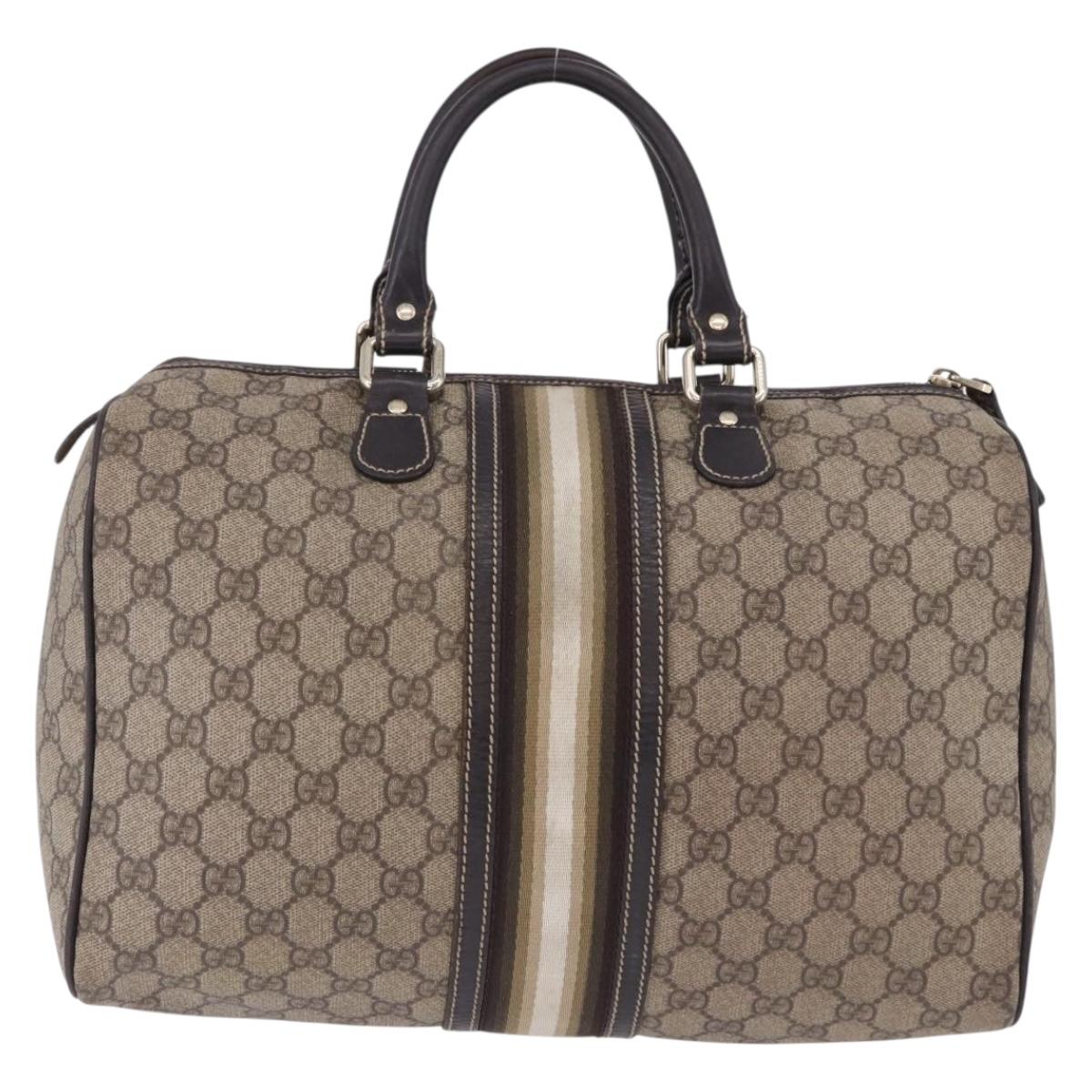 GUCCI GG Supreme Boston Bag PVC Leather Beige Gold Tone 189895 Auth 195412