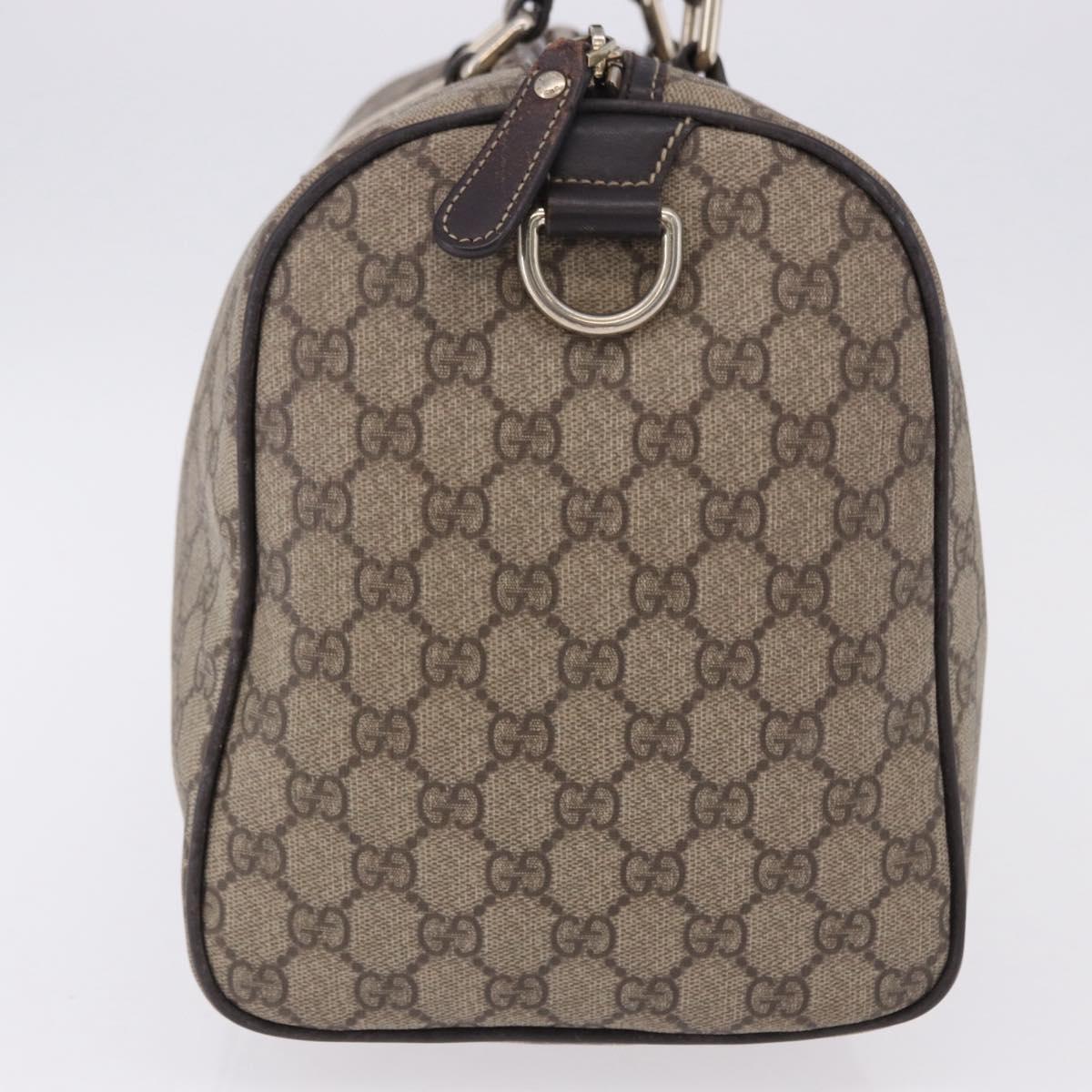 GUCCI GG Supreme Boston Bag PVC Leather Beige Gold Tone 189895 Auth 195412