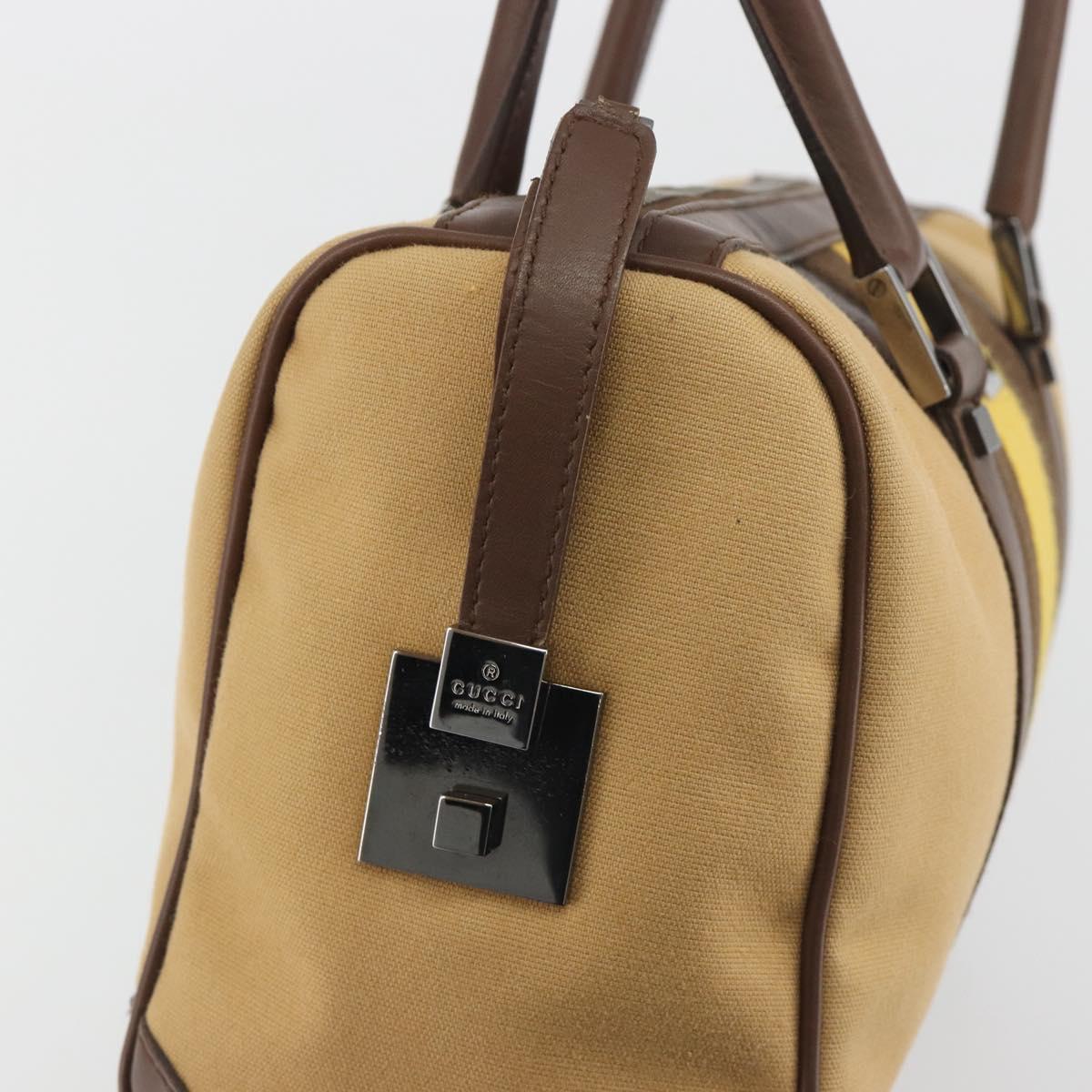 GUCCI Sherry Line Boston Bag Canvas Beige Silver 000 0851 Auth 195413A
