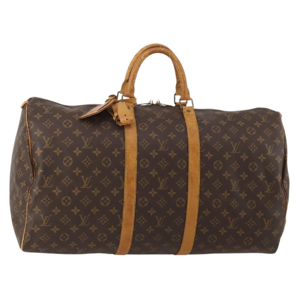 LOUIS VUITTON Monogram Keepall 55 Boston Bag M41424 LV Auth 195415