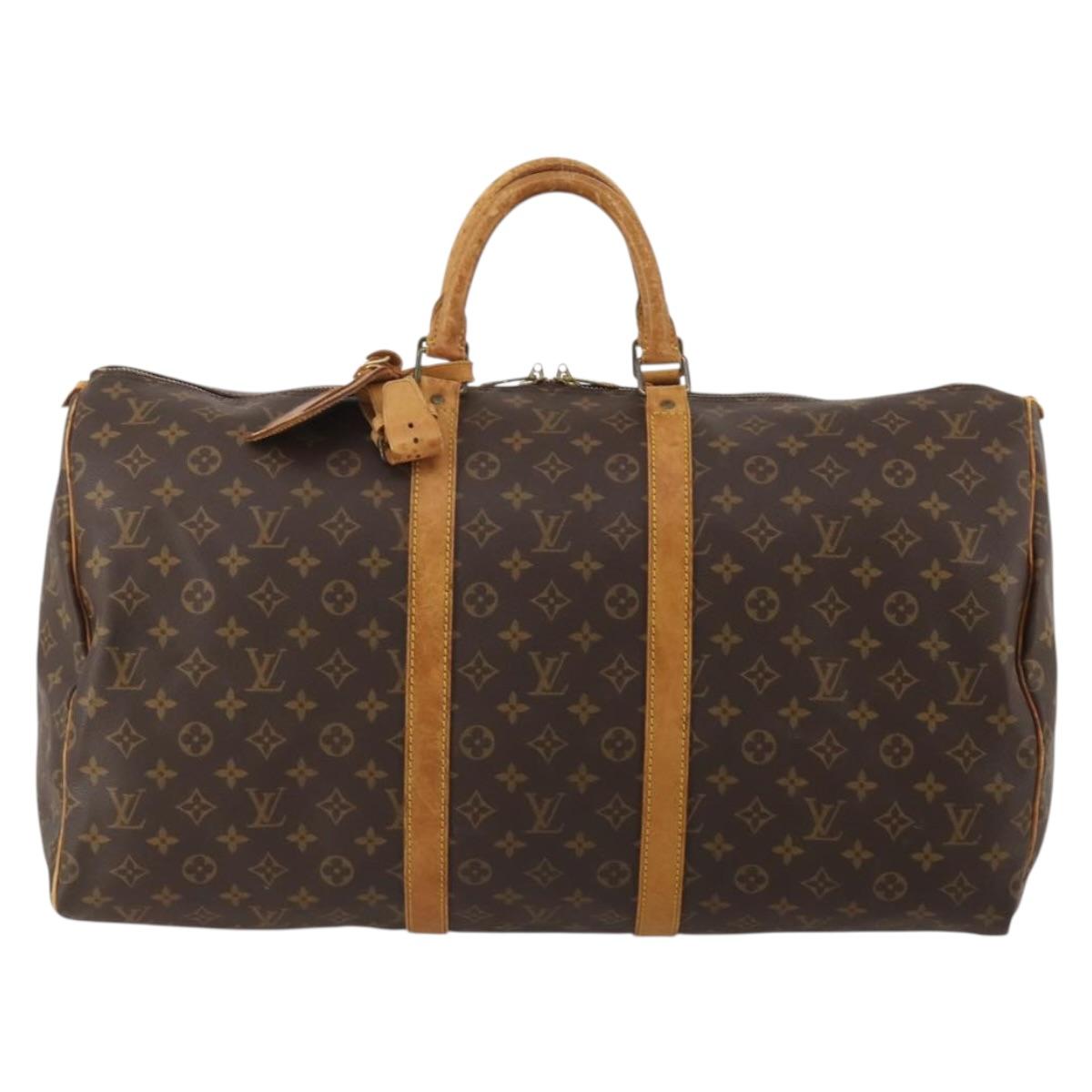 LOUIS VUITTON Monogram Keepall 55 Boston Bag M41424 LV Auth 195415