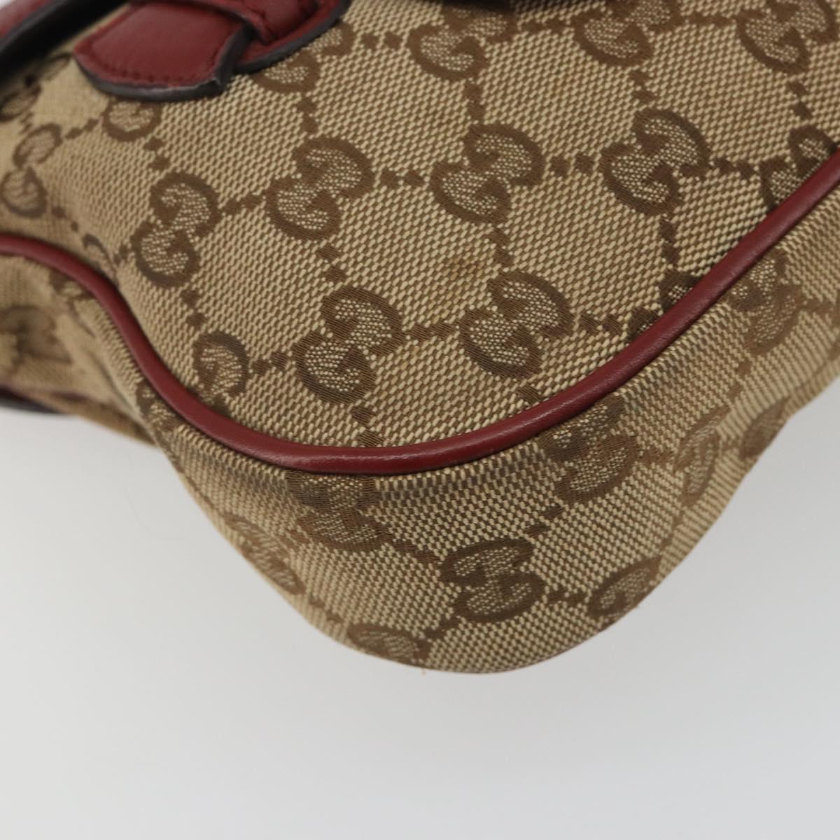 GUCCI GG Canvas Dressage Shoulder Bag Beige Gold Tone 296854 Auth 195417A