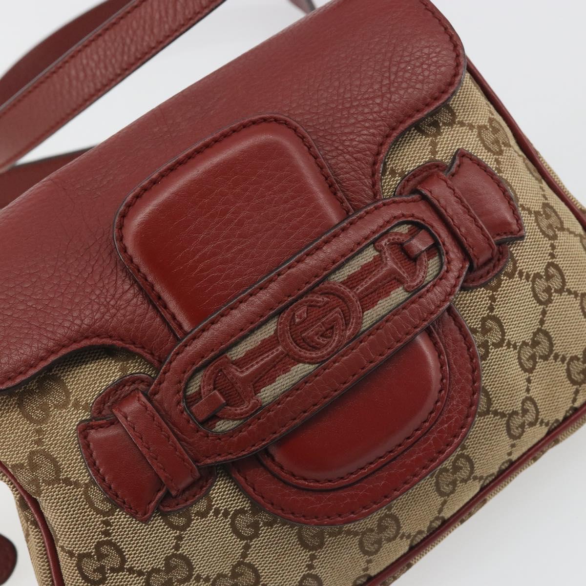 GUCCI GG Canvas Dressage Shoulder Bag Beige Gold Tone 296854 Auth 195417A