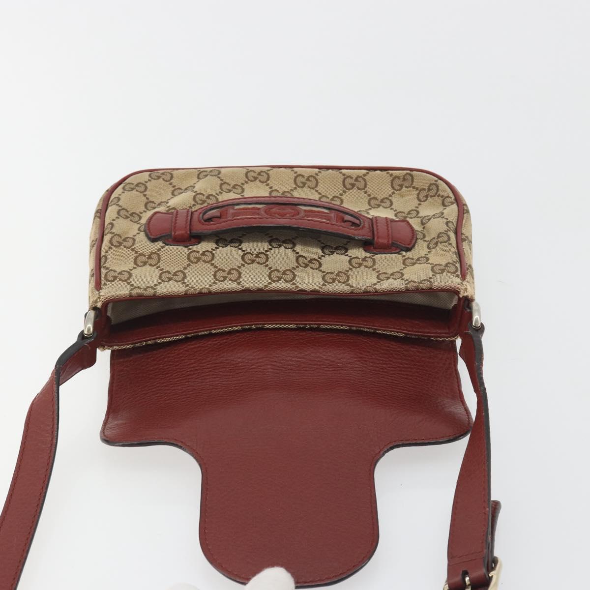 GUCCI GG Canvas Dressage Shoulder Bag Beige Gold Tone 296854 Auth 195417A