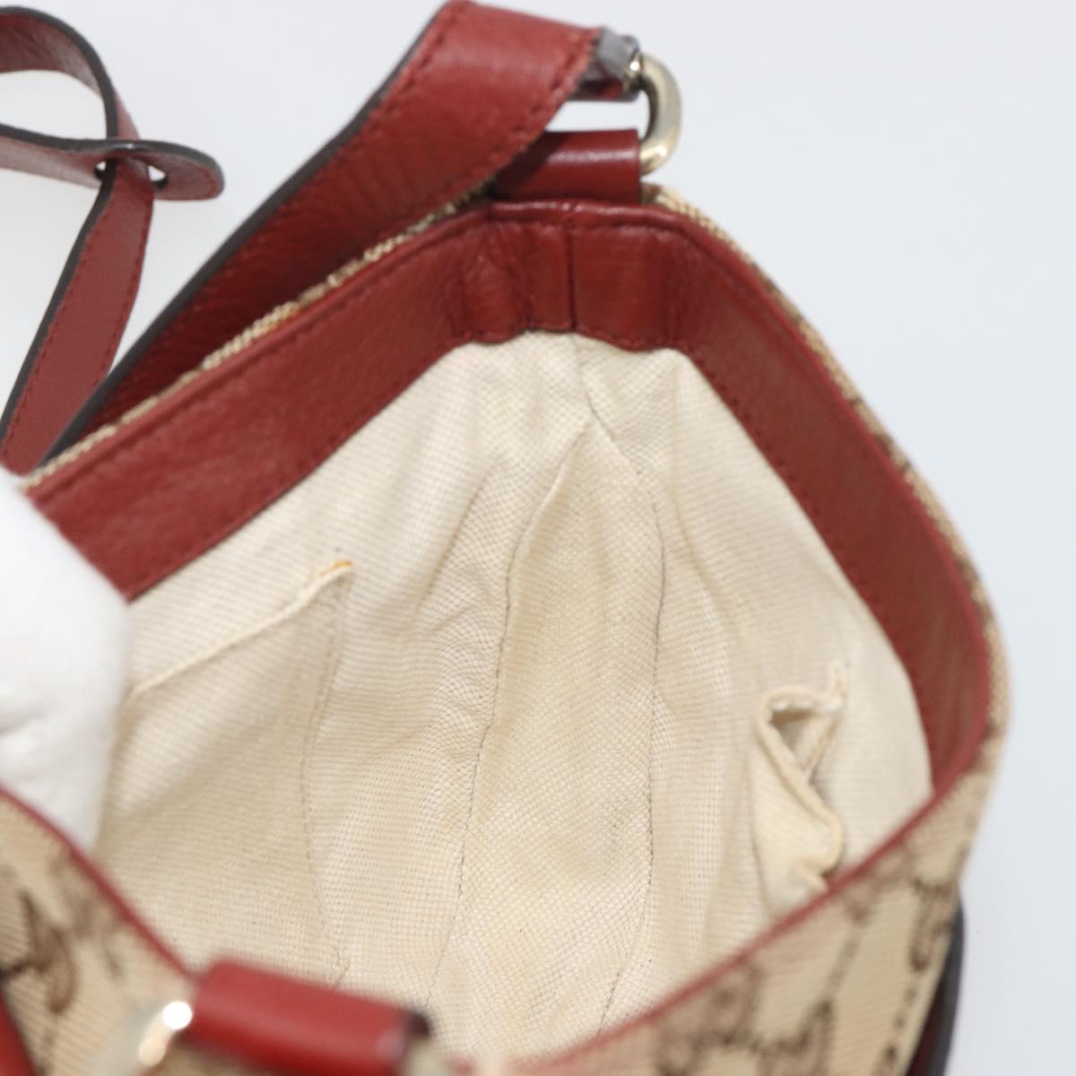 GUCCI GG Canvas Dressage Shoulder Bag Beige Gold Tone 296854 Auth 195417A