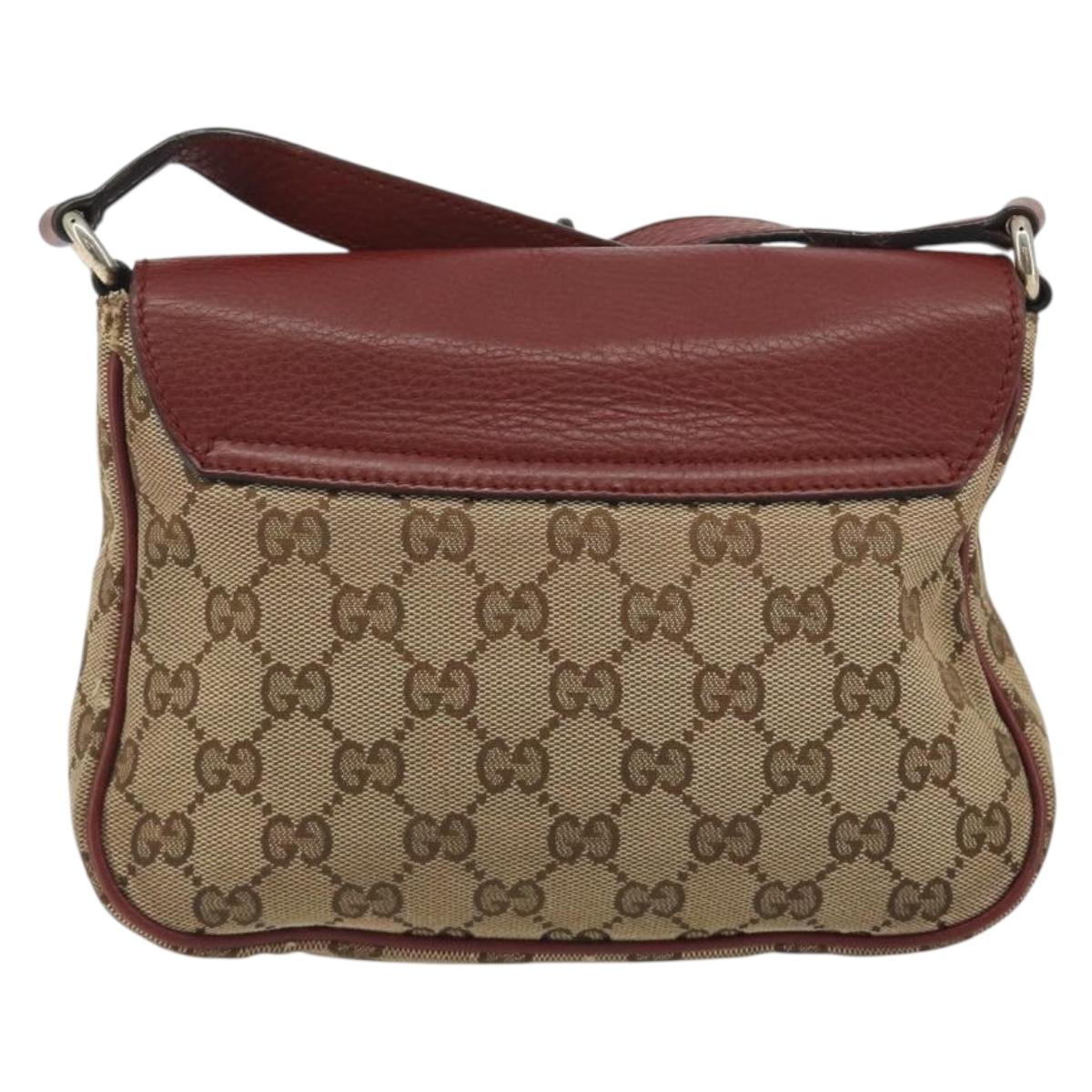 GUCCI GG Canvas Dressage Shoulder Bag Beige Gold Tone 296854 Auth 195417A