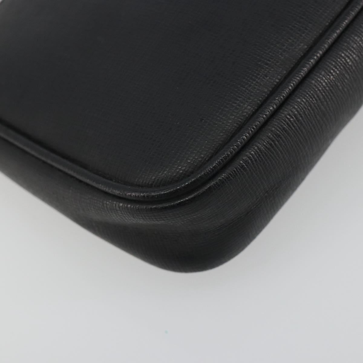 FENDI Accessory Pouch Leather Black Gold Tone 8M0271 Auth 195418A