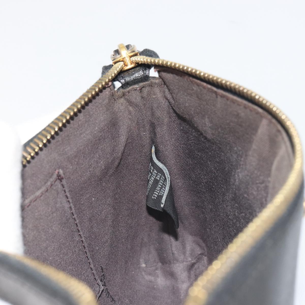 FENDI Accessory Pouch Leather Black Gold Tone 8M0271 Auth 195418A