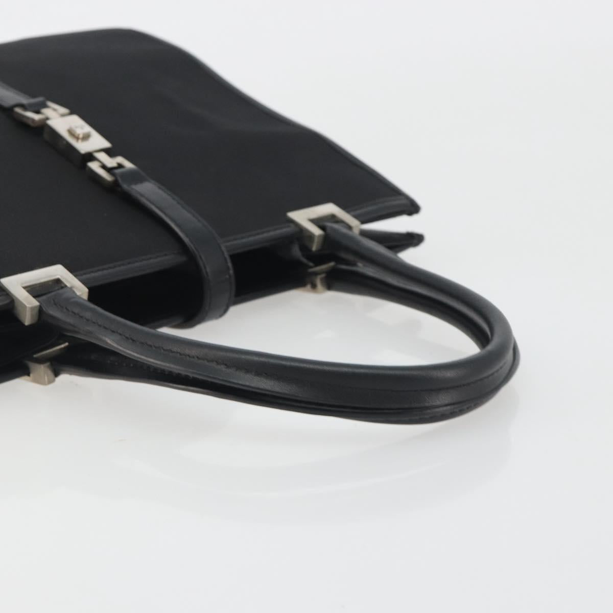 GUCCI Jackie Hand Bag Canvas Black Silver 002 1065 Auth 195423A