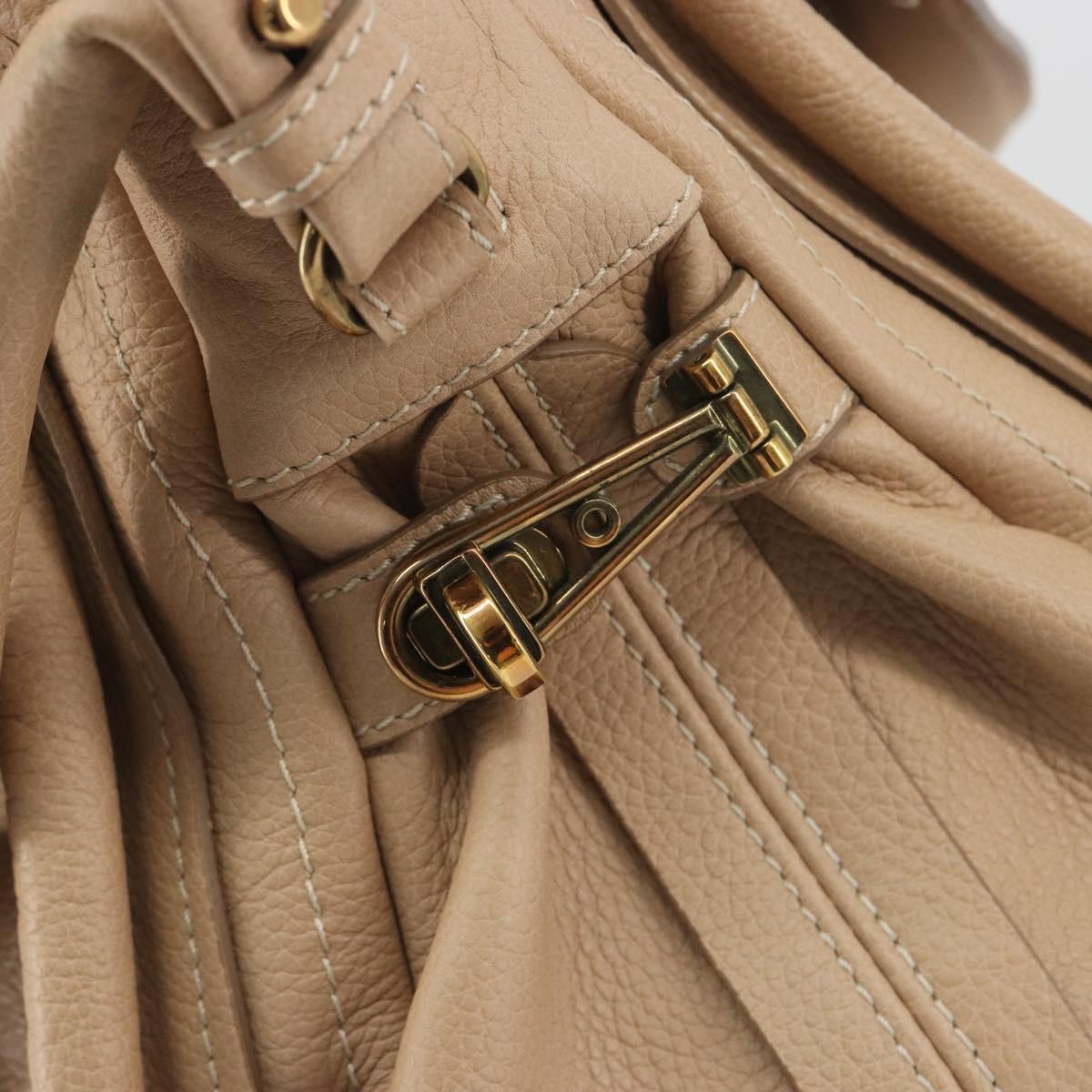 Chloe Paraty Hand Bag Leather 2way Beige Gold Tone Auth 195425A