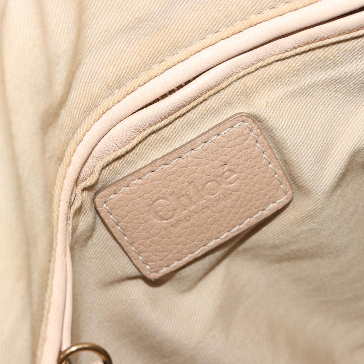 Chloe Paraty Hand Bag Leather 2way Beige Gold Tone Auth 195425A