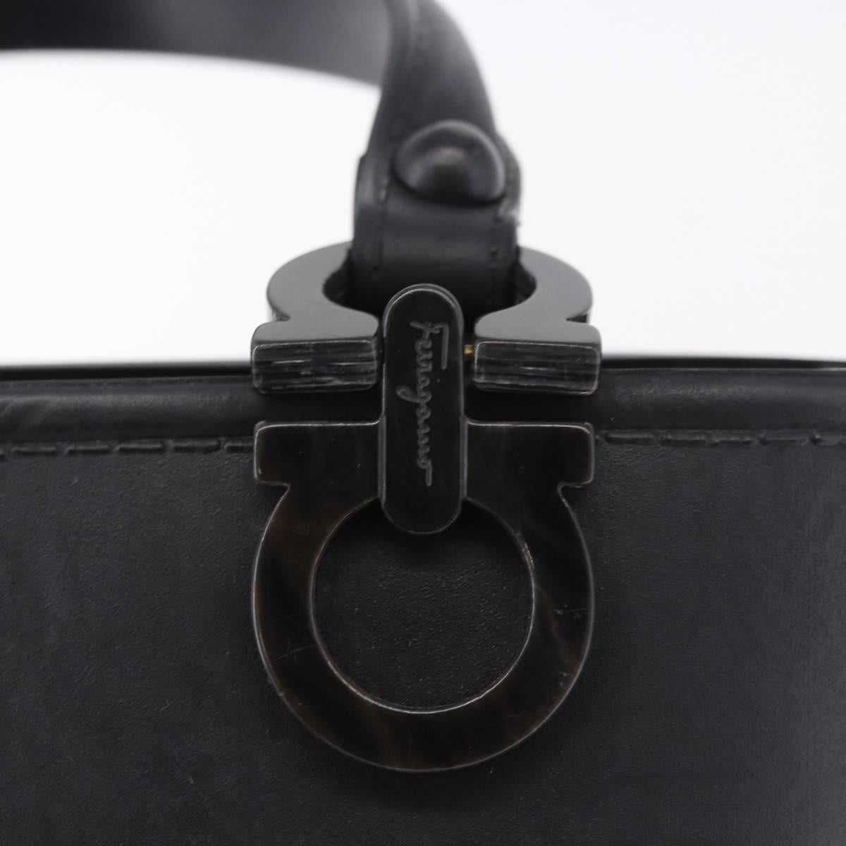 Salvatore Ferragamo Gancini Hand Bag Rubber Black Auth 195426A