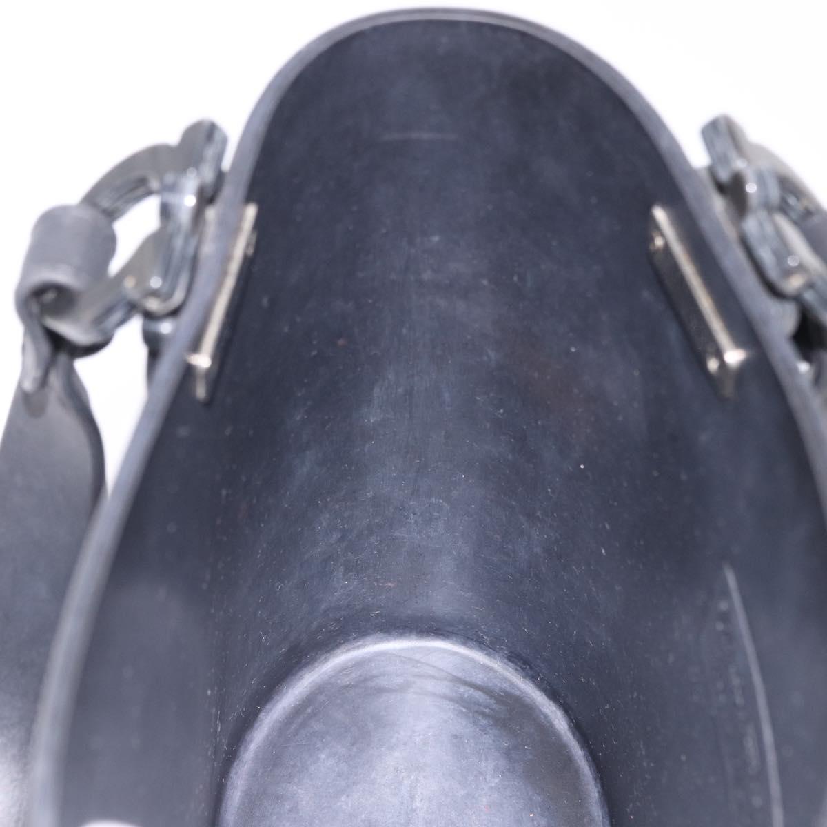 Salvatore Ferragamo Gancini Hand Bag Rubber Black Auth 195426A