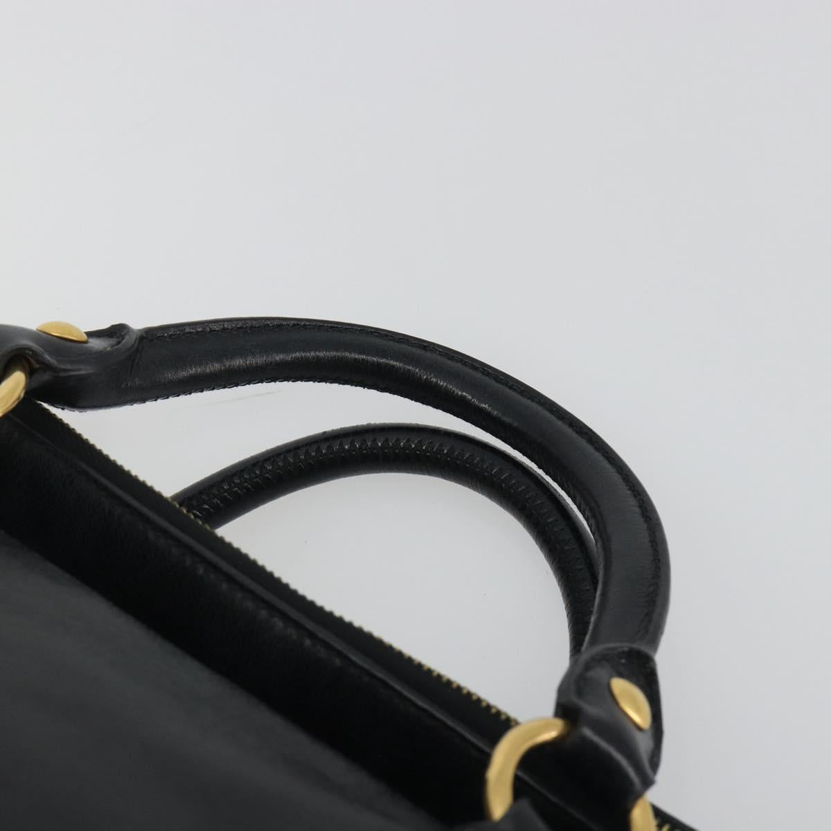 Miu Miu Hand Bag Leather Black Gold Tone Auth 195427