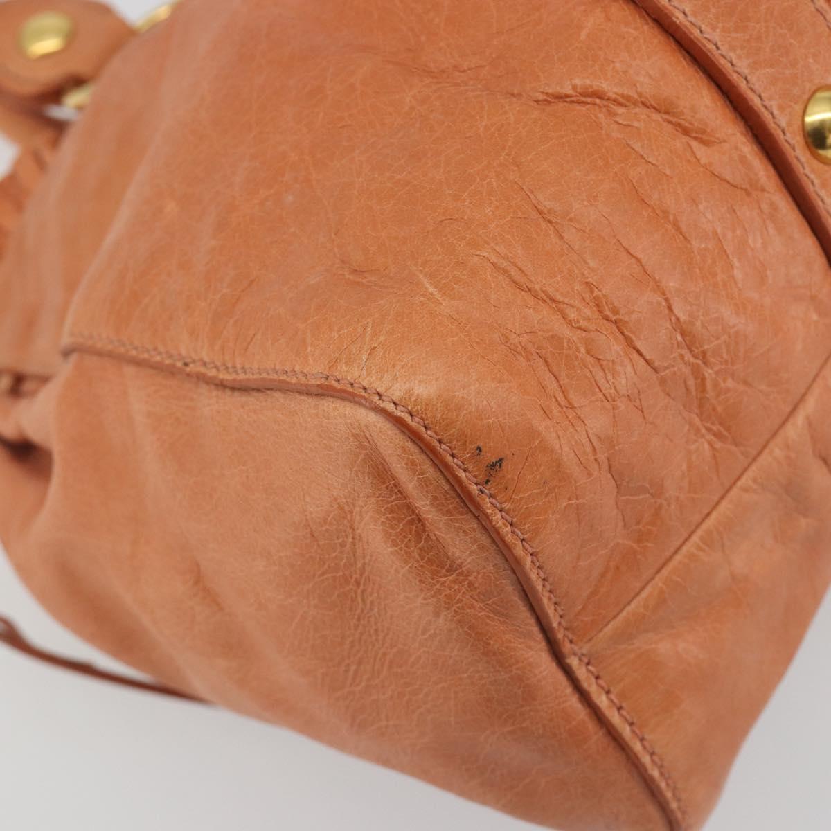 Miu Miu Hand Bag Leather Brown Gold Tone Auth 195428V