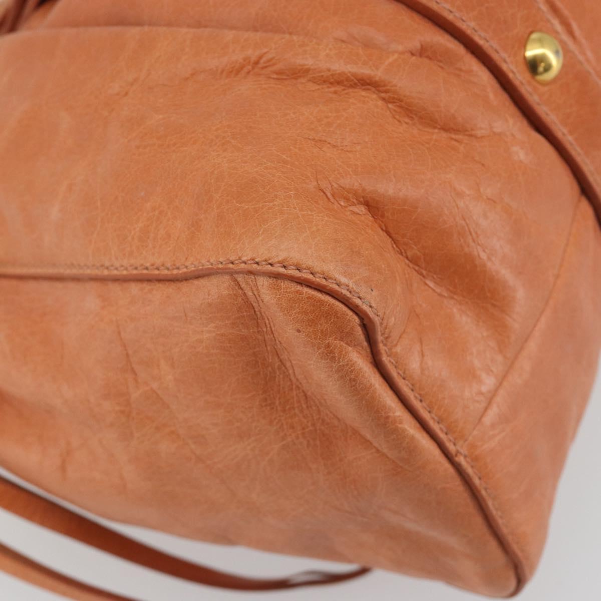 Miu Miu Hand Bag Leather Brown Gold Tone Auth 195428V