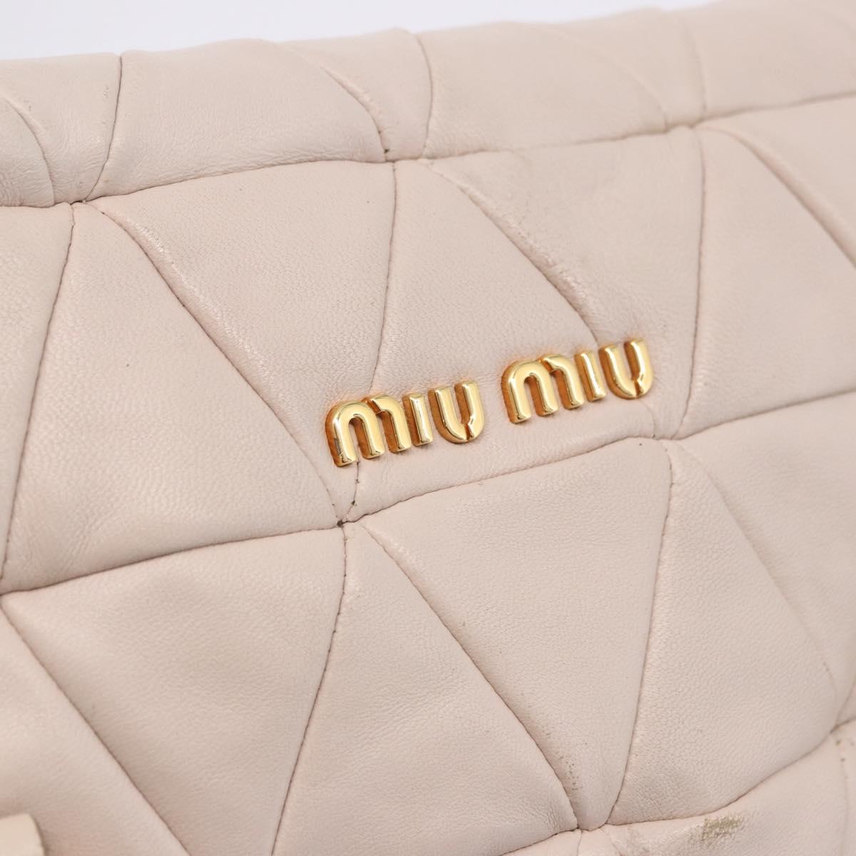 Miu Miu Chain Shoulder Bag Leather Beige Gold Tone Auth 195430A
