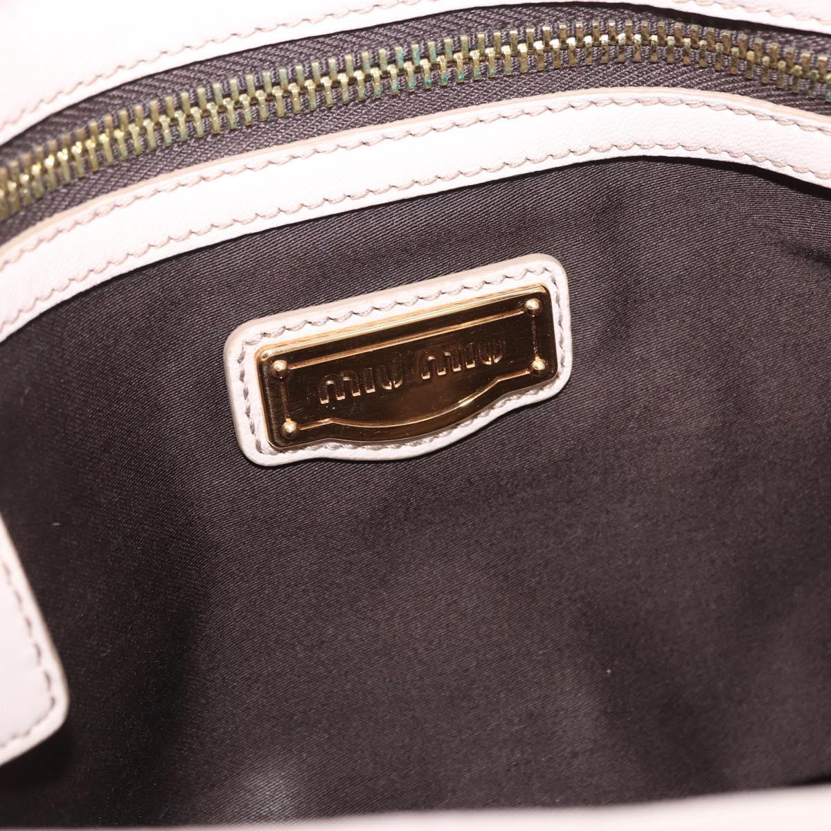 Miu Miu Chain Shoulder Bag Leather Beige Gold Tone Auth 195430A