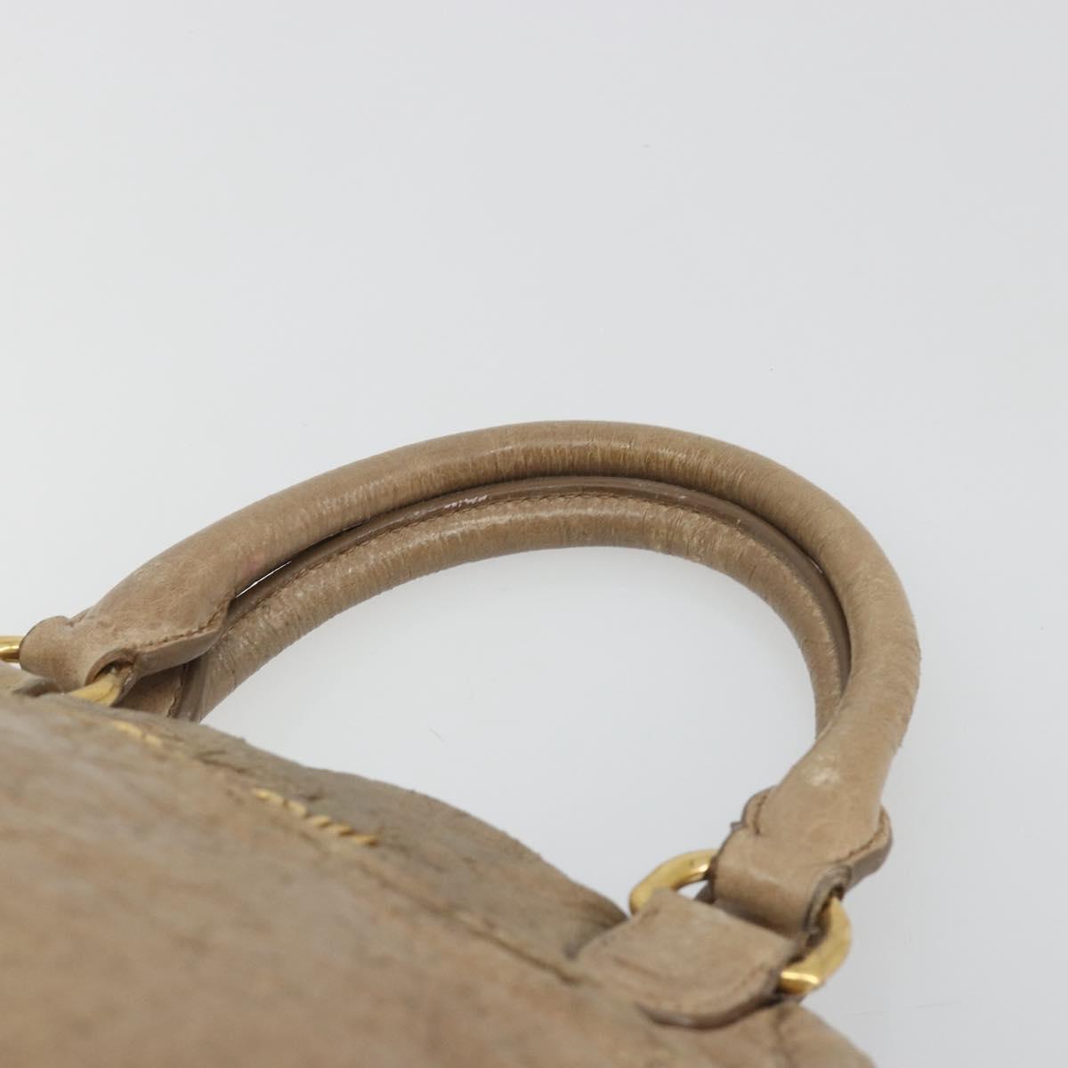 Miu Miu Hand Bag Leather Beige Gold Tone Auth 195433