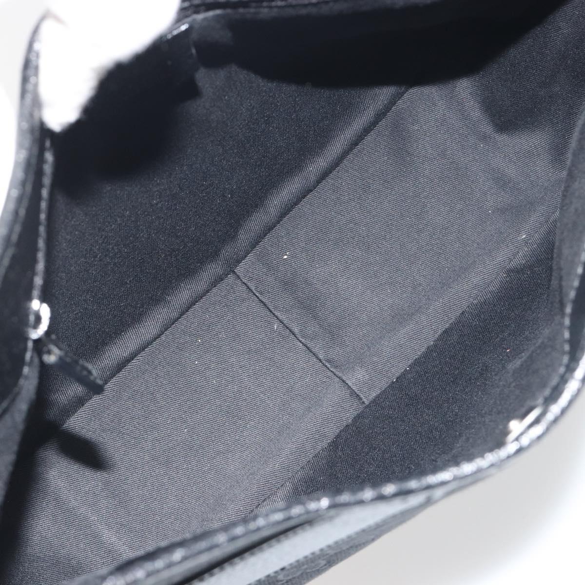 GUCCI GG Canvas Shoulder Bag Black Silver 113012 Auth 195436V