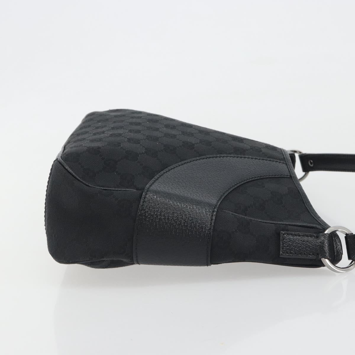 GUCCI GG Canvas Shoulder Bag Black Silver 113012 Auth 195436V