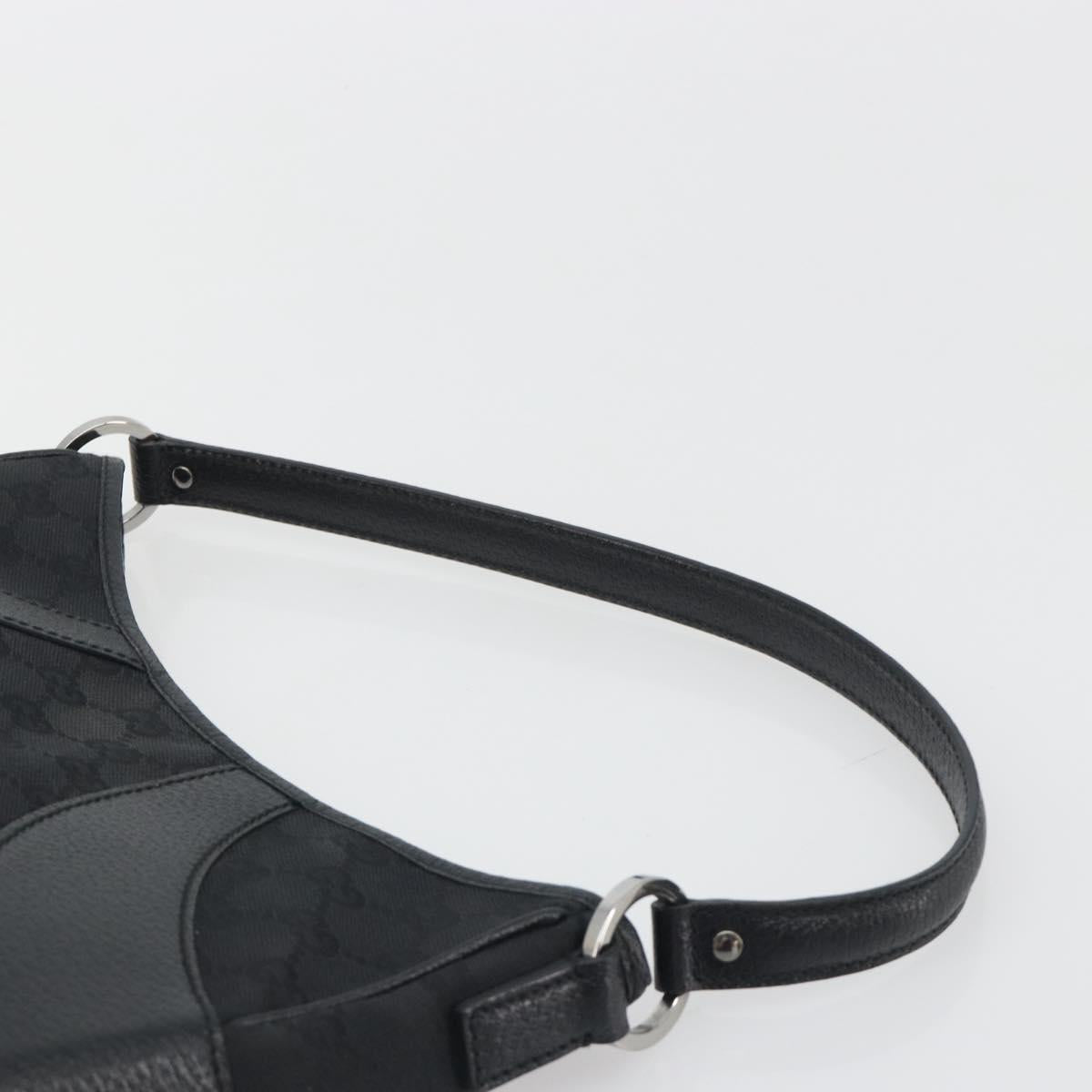 GUCCI GG Canvas Shoulder Bag Black Silver 113012 Auth 195436V
