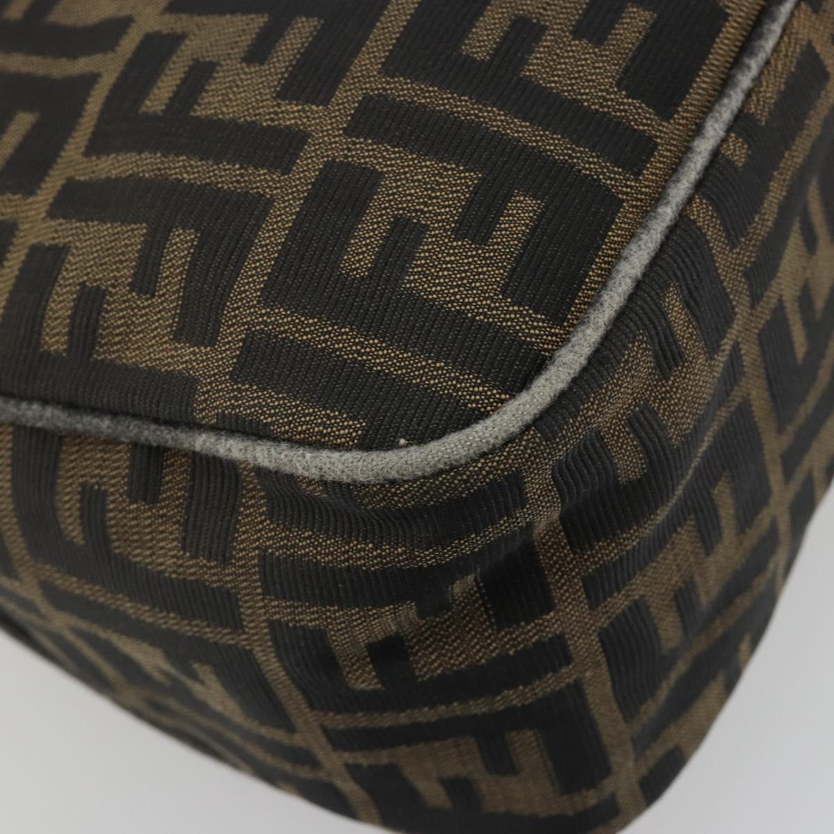FENDI Zucca Canvas Mamma Baguette Shoulder Bag Brown Gold Tone Auth 195437