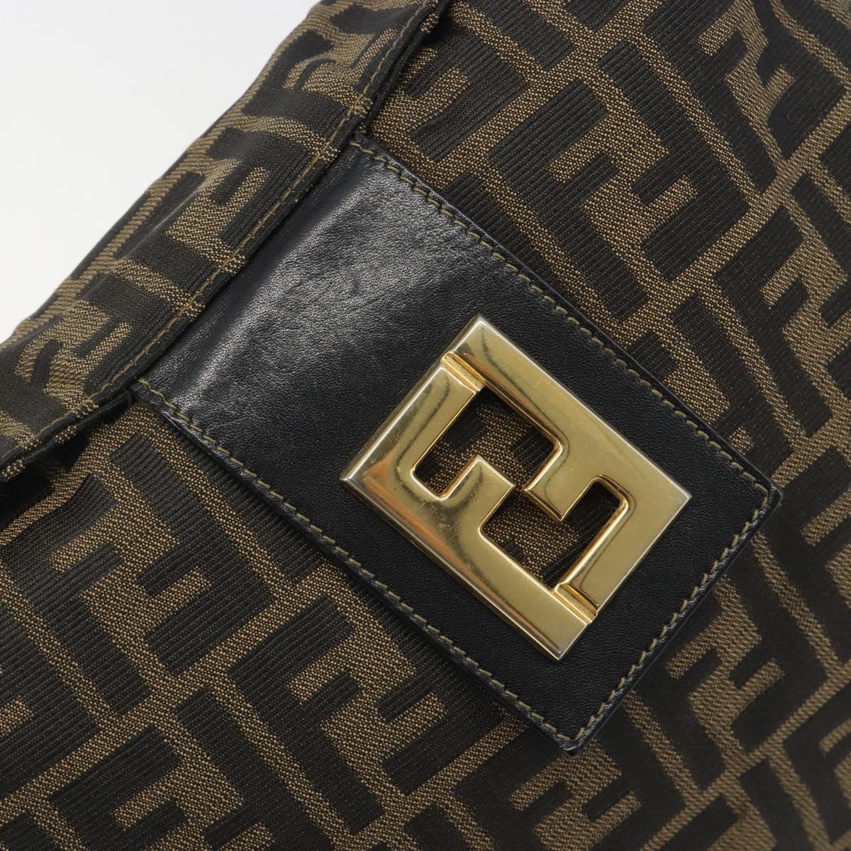 FENDI Zucca Canvas Mamma Baguette Shoulder Bag Brown Gold Tone Auth 195437