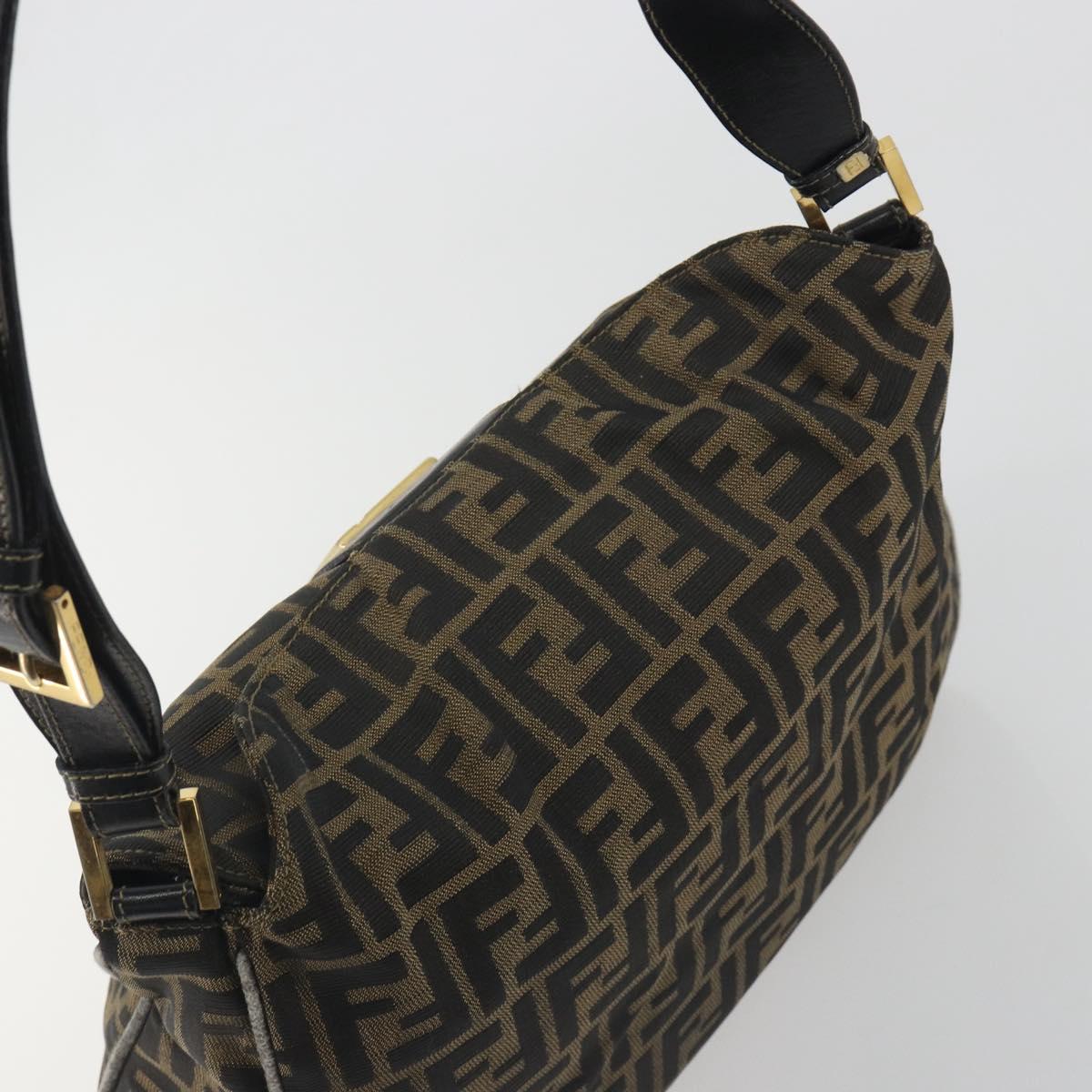 FENDI Zucca Canvas Mamma Baguette Shoulder Bag Brown Gold Tone Auth 195437