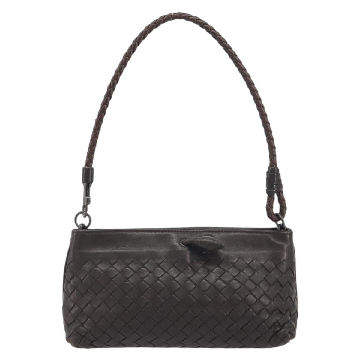 BOTTEGA VENETA INTRECCIATO Accessory Pouch Leather Brown Auth 195438V