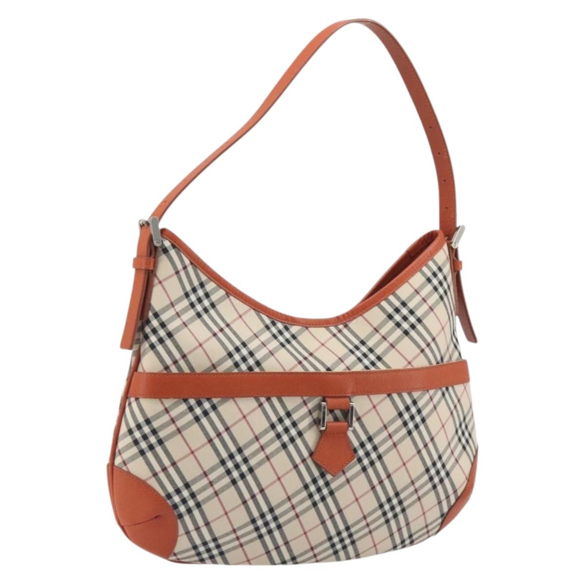 BURBERRY Nova Check Shoulder Bag Canvas Beige Orange Auth 195441V