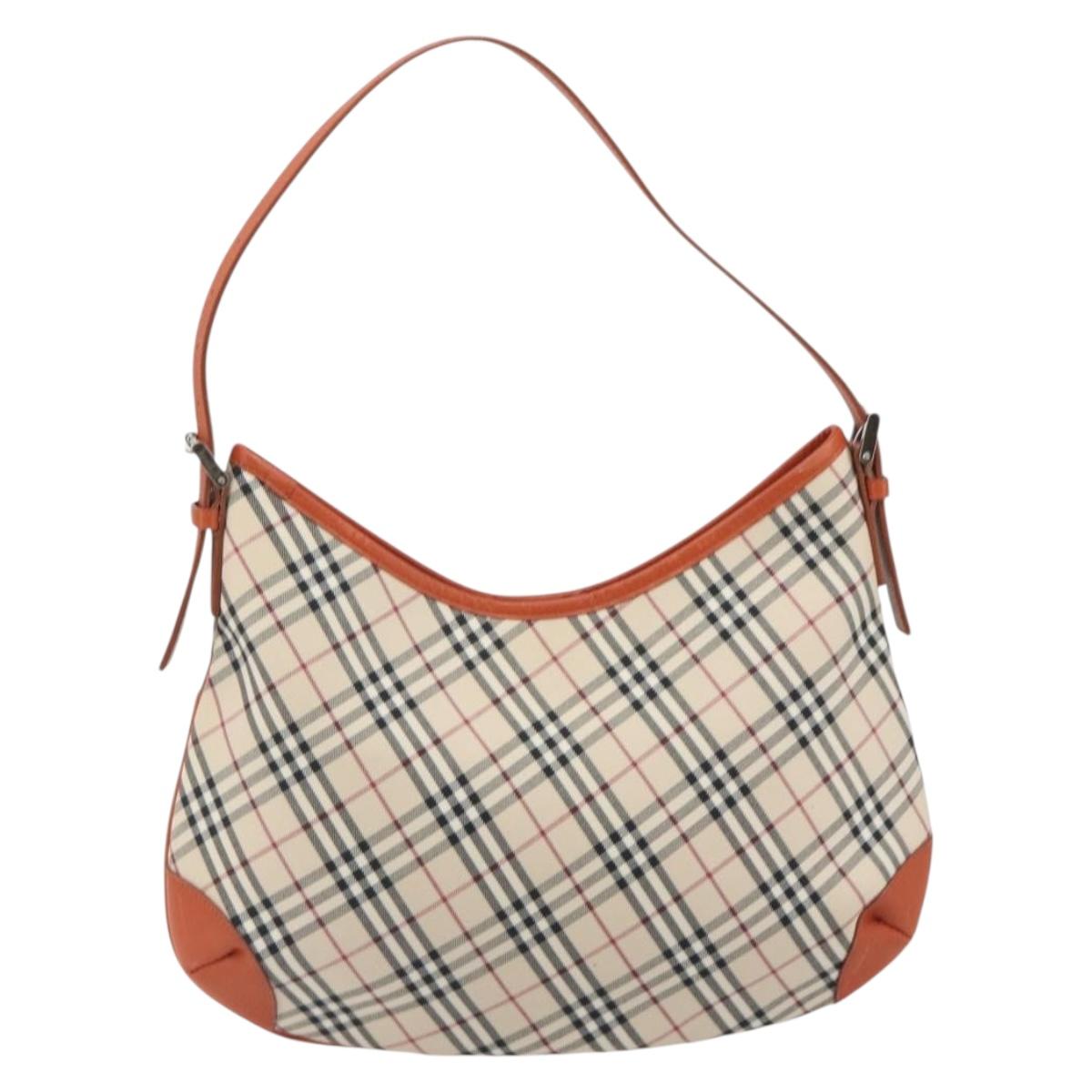 BURBERRY Nova Check Shoulder Bag Canvas Beige Orange Auth 195441V