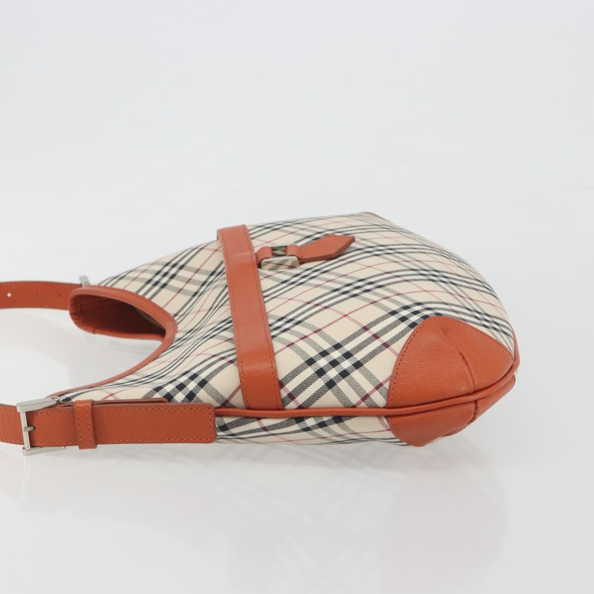 BURBERRY Nova Check Shoulder Bag Canvas Beige Orange Auth 195441V