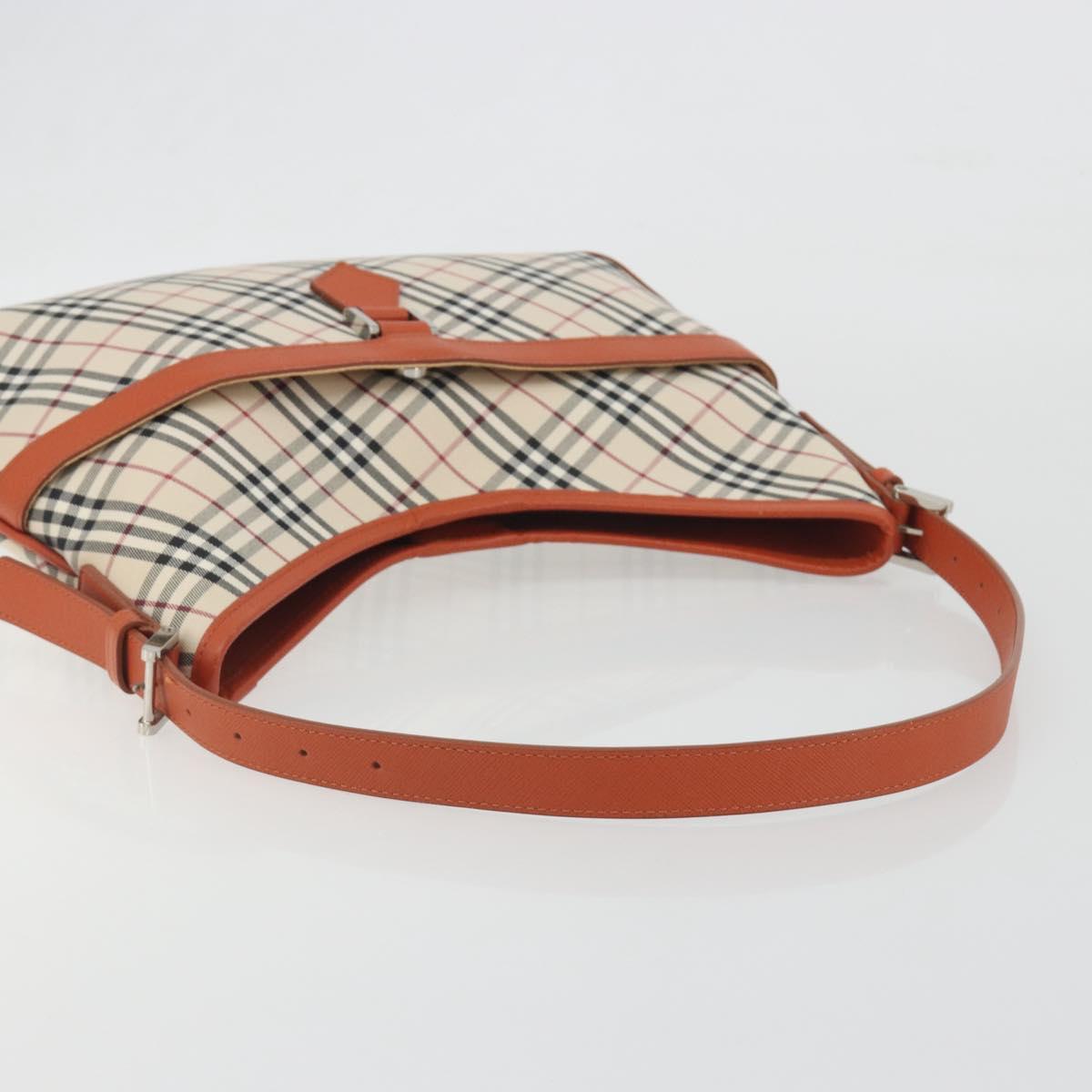BURBERRY Nova Check Shoulder Bag Canvas Beige Orange Auth 195441V