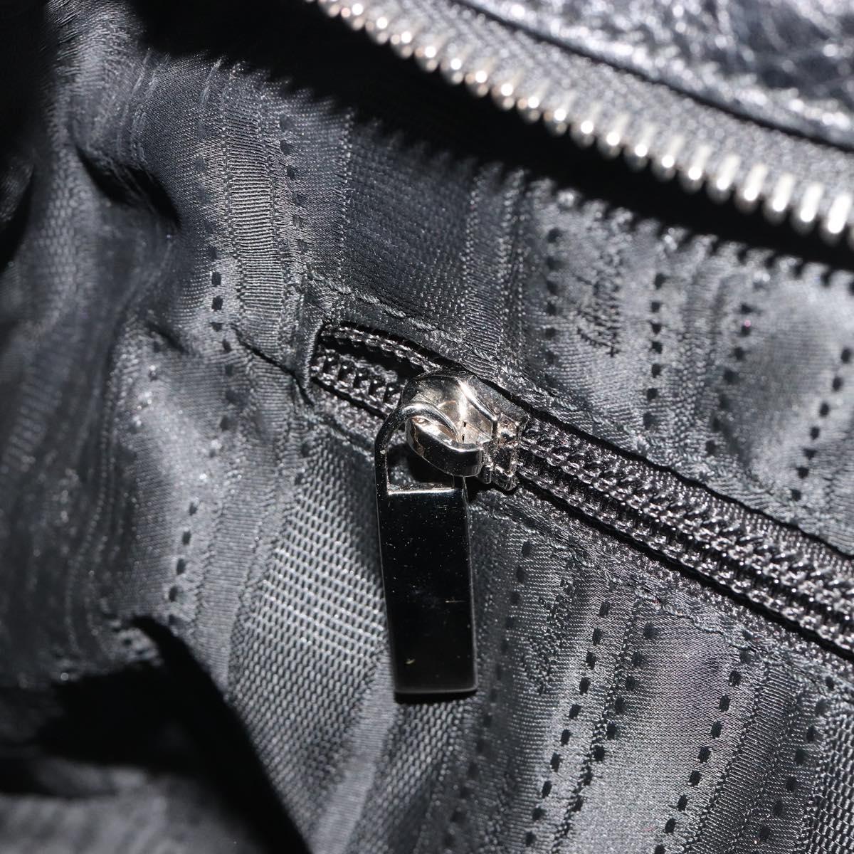 Salvatore Ferragamo Gancini Hand Bag Leather Black Silver Auth 195444V