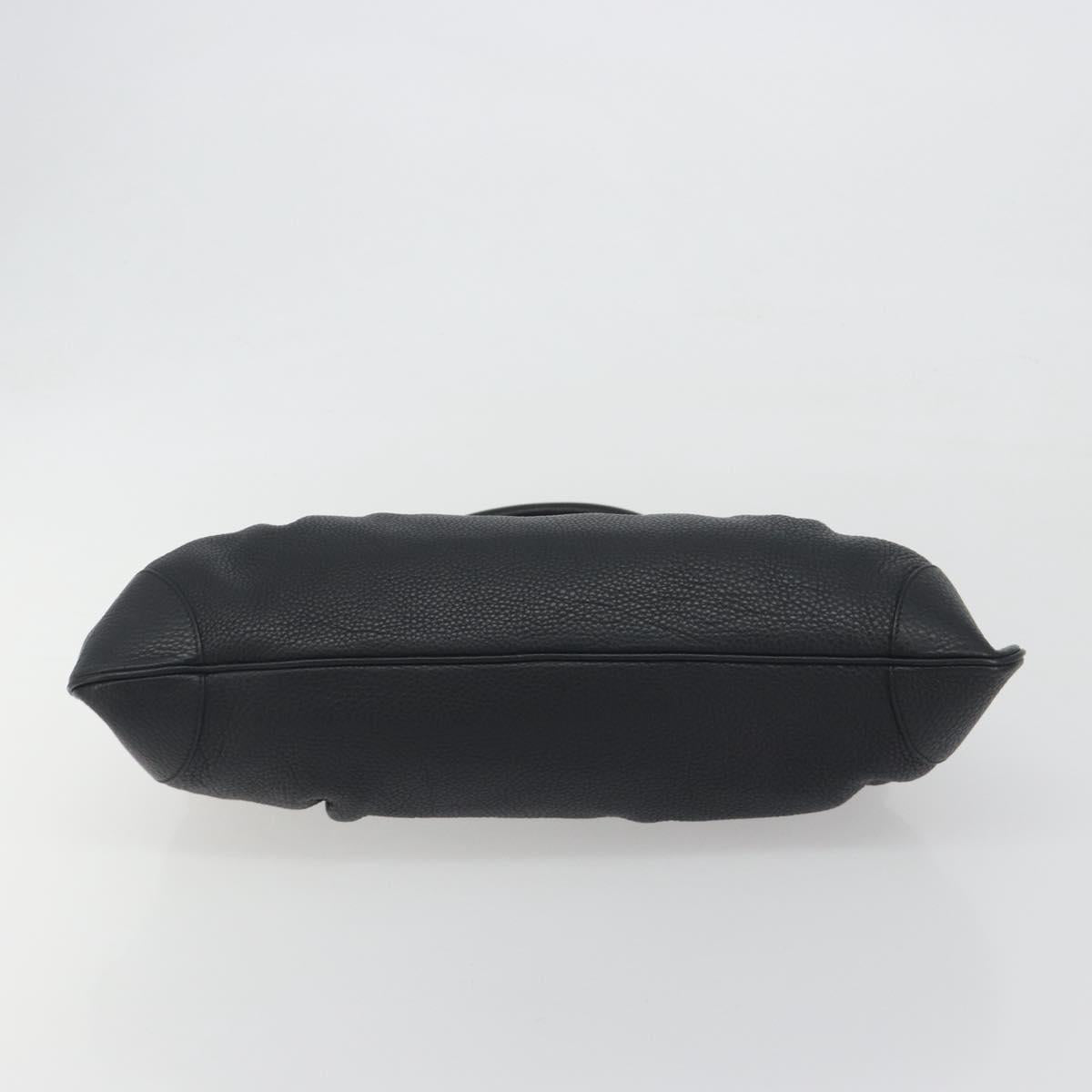 Salvatore Ferragamo Gancini Hand Bag Leather Black Silver Auth 195444V
