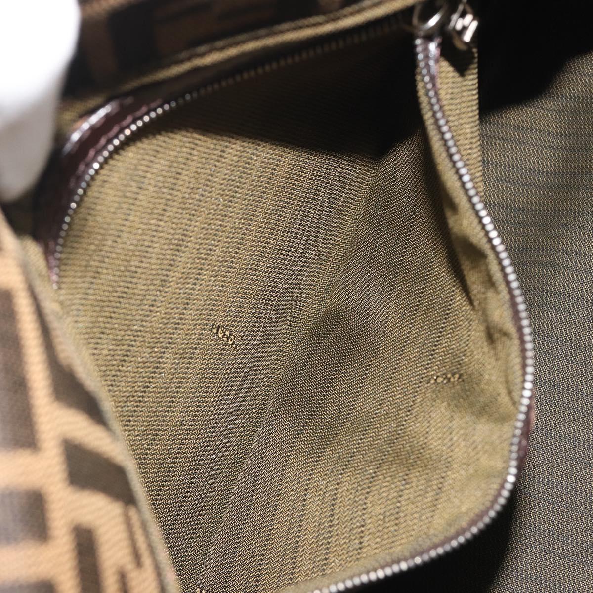 FENDI Zucca Canvas Mamma Baguette Shoulder Bag Brown Silver Auth 195445V