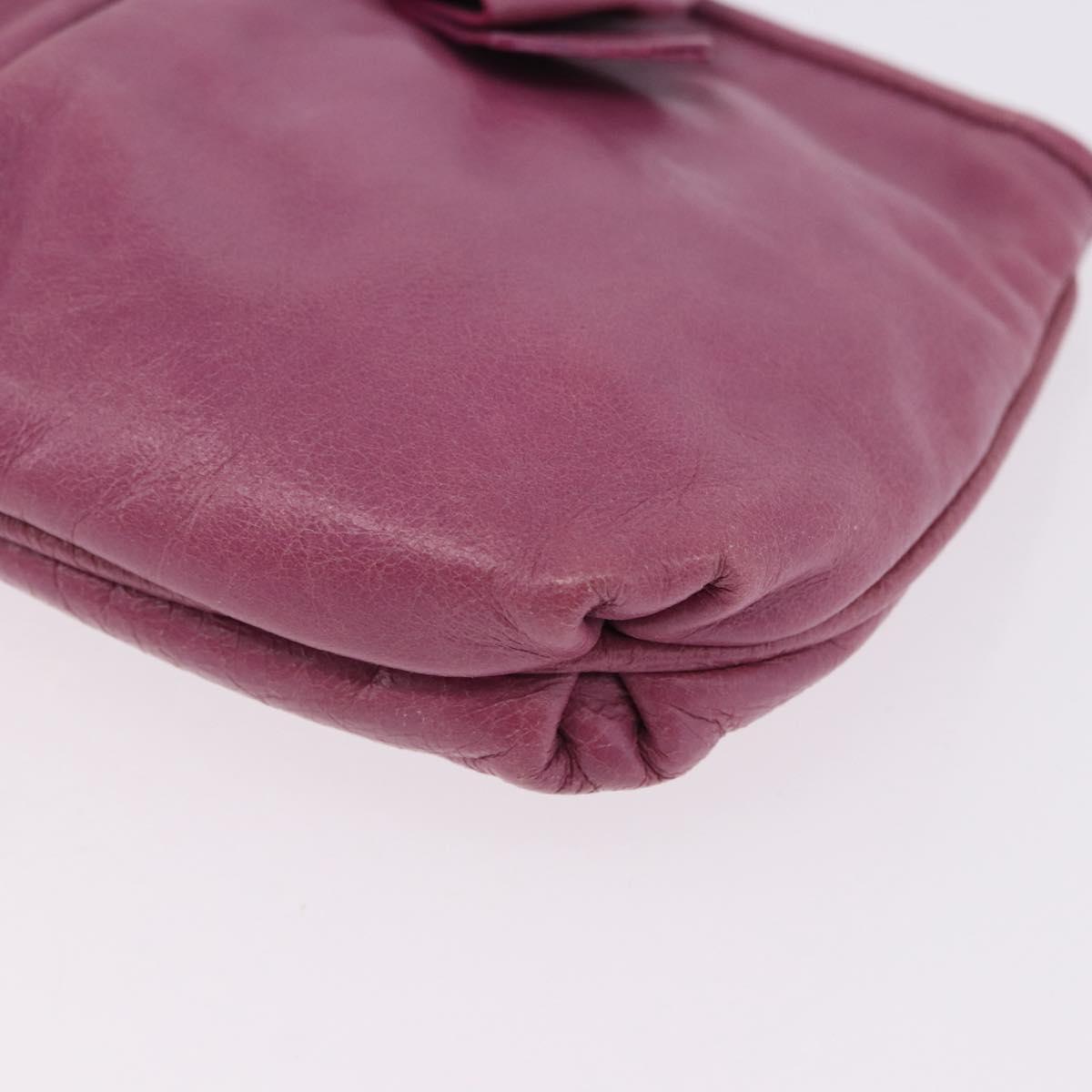 Miu Miu Pouch Leather Pink Gold Tone Auth 195447A