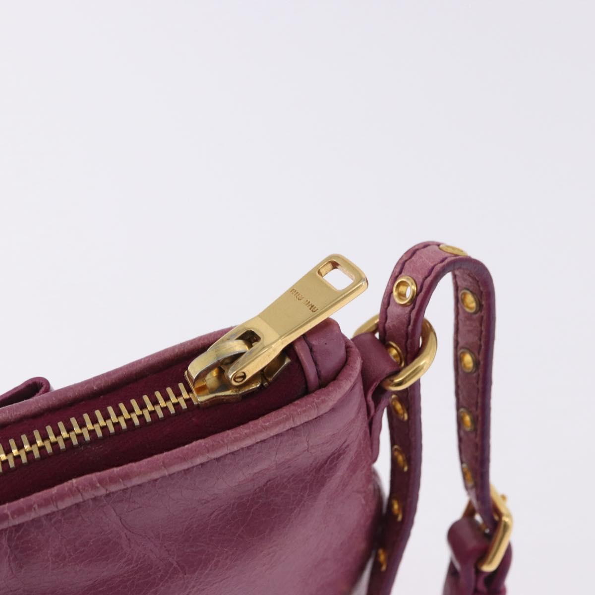 Miu Miu Pouch Leather Pink Gold Tone Auth 195447A