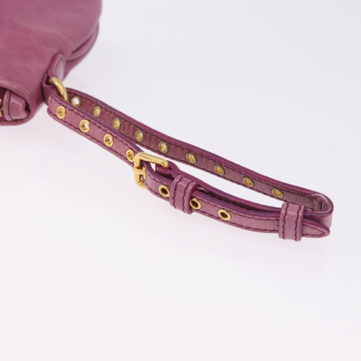 Miu Miu Pouch Leather Pink Gold Tone Auth 195447A