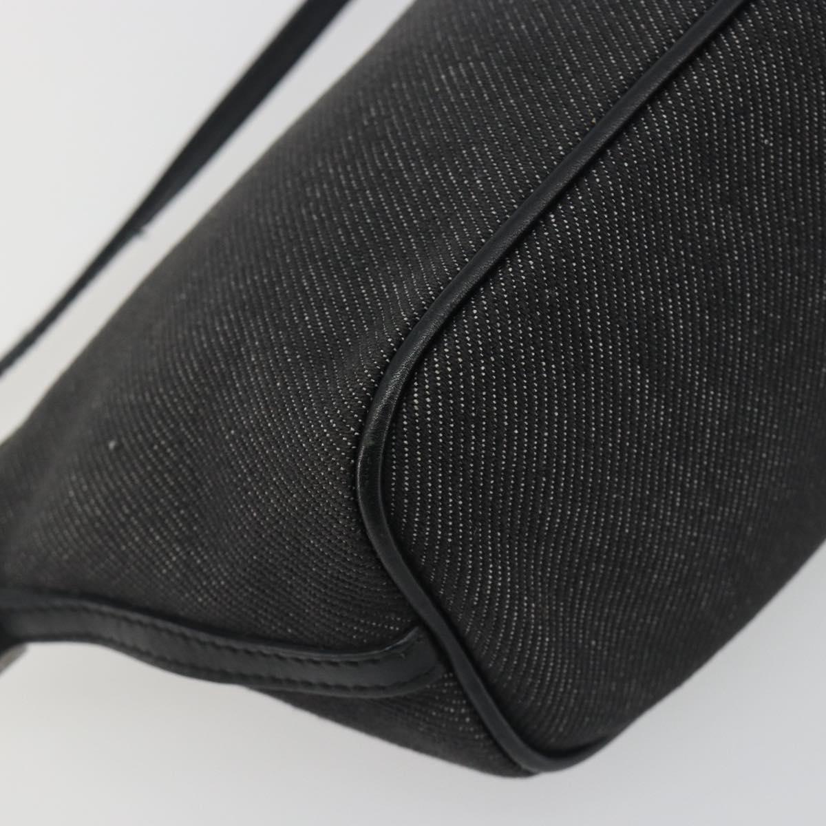 GUCCI Accessory Pouch Canvas Black Silver 07198 Auth 195449