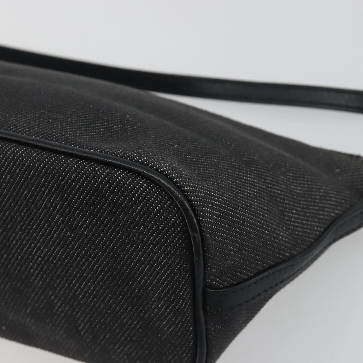 GUCCI Accessory Pouch Canvas Black Silver 07198 Auth 195449