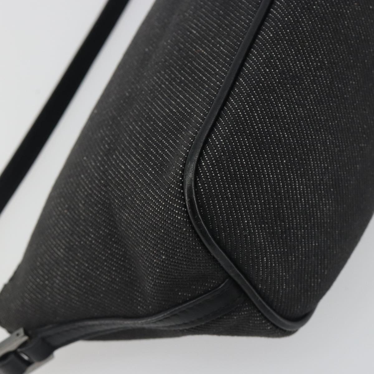 GUCCI Accessory Pouch Canvas Black Silver 07198 Auth 195449