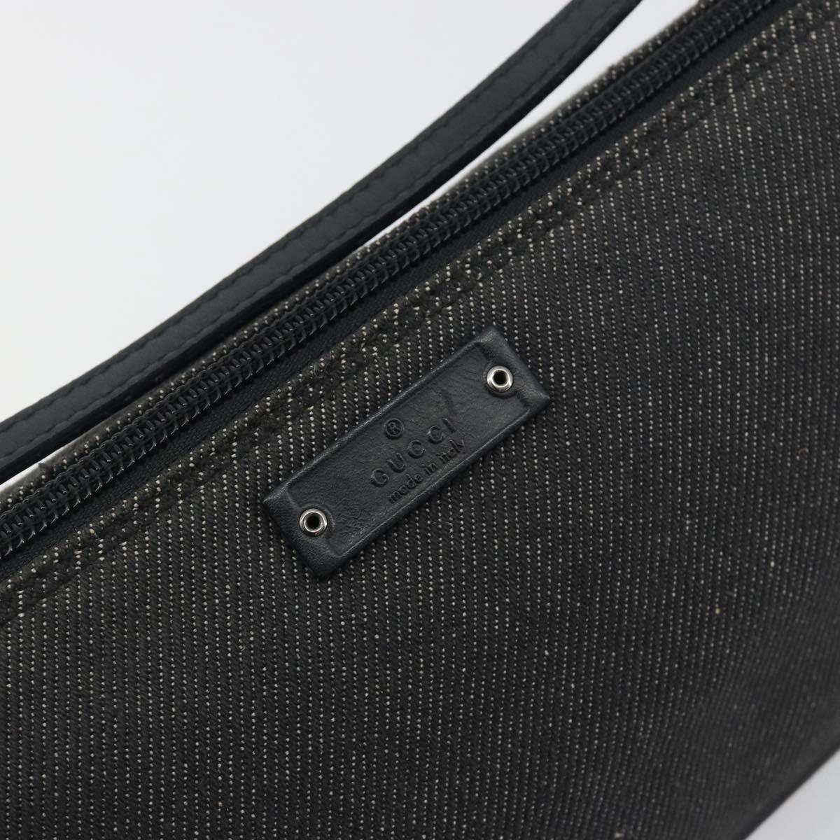 GUCCI Accessory Pouch Canvas Black Silver 07198 Auth 195449