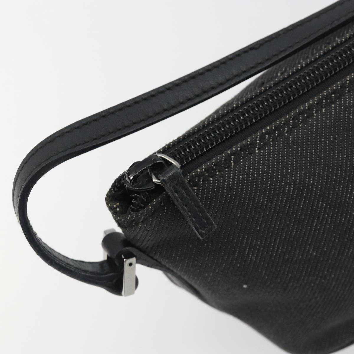 GUCCI Accessory Pouch Canvas Black Silver 07198 Auth 195449