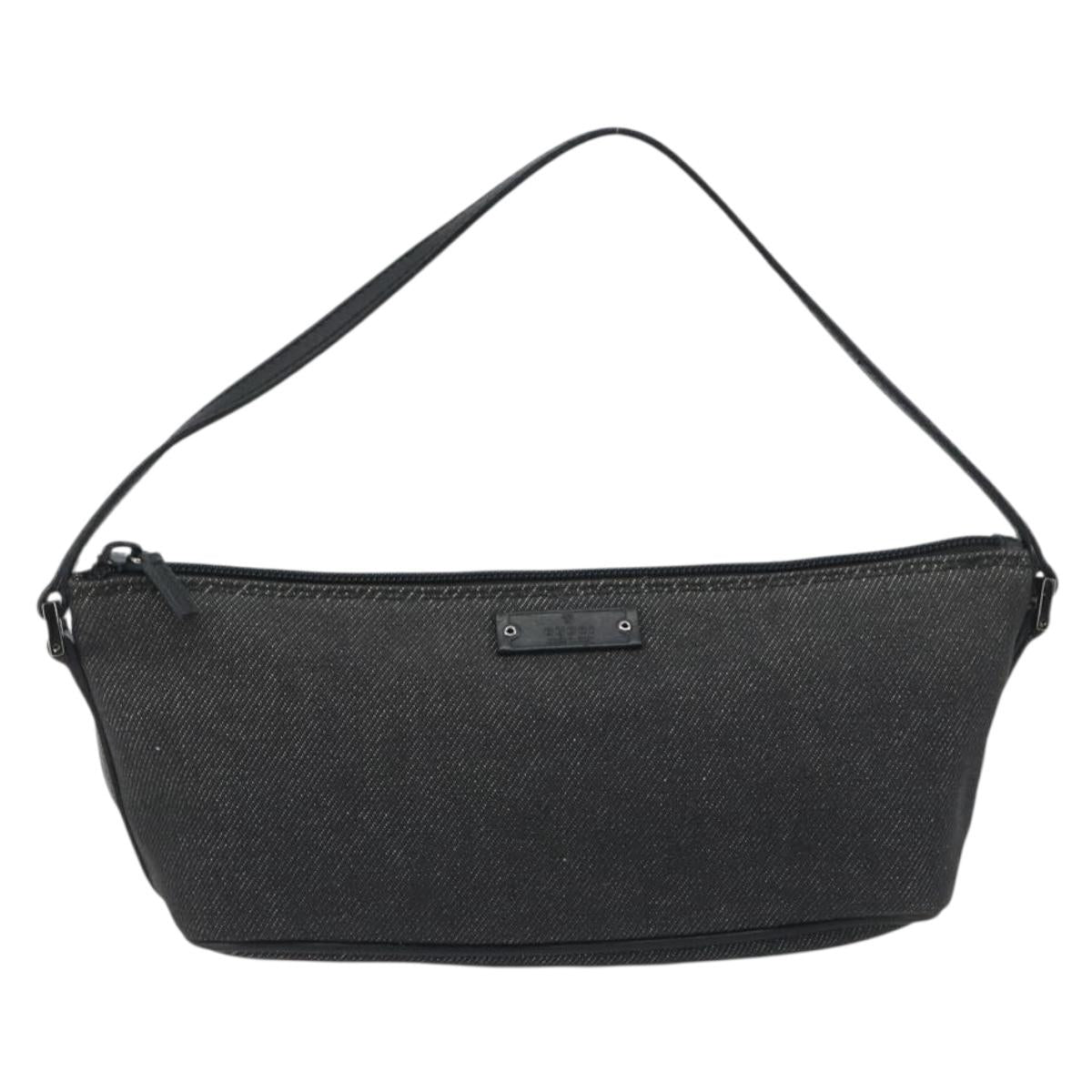 GUCCI Accessory Pouch Canvas Black Silver 07198 Auth 195449