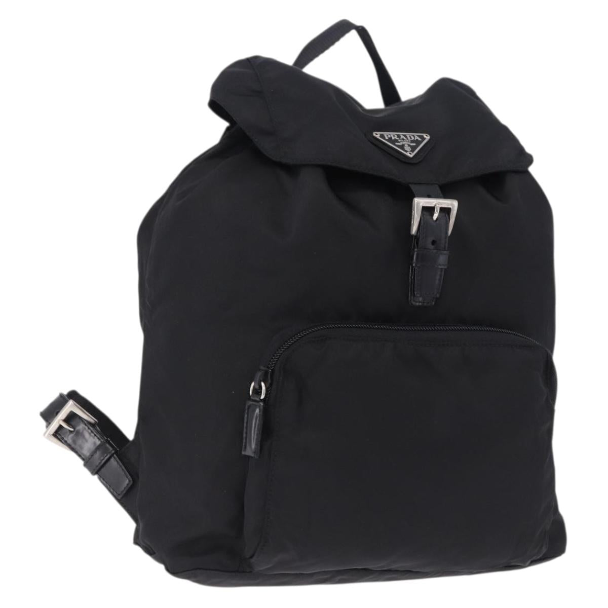 PRADA Backpack Nylon Black Silver Auth 195451A