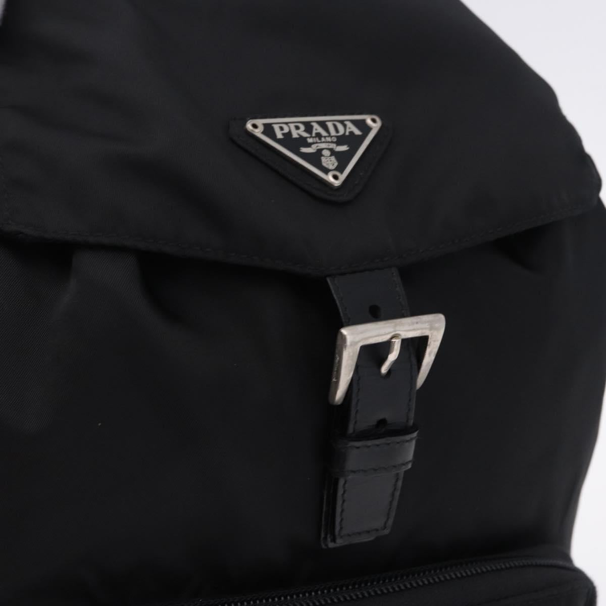 PRADA Backpack Nylon Black Silver Auth 195451A
