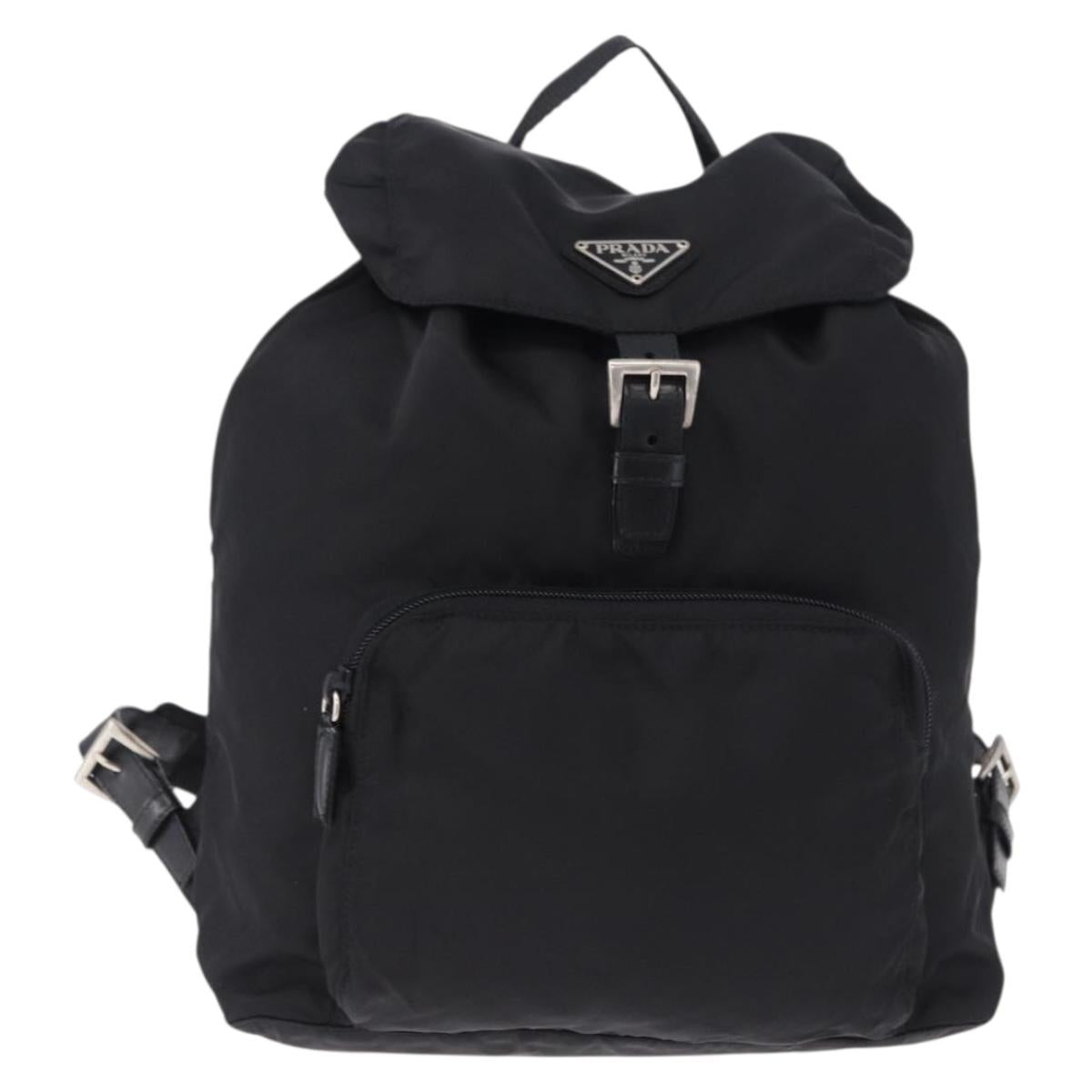 PRADA Backpack Nylon Black Silver Auth 195451A
